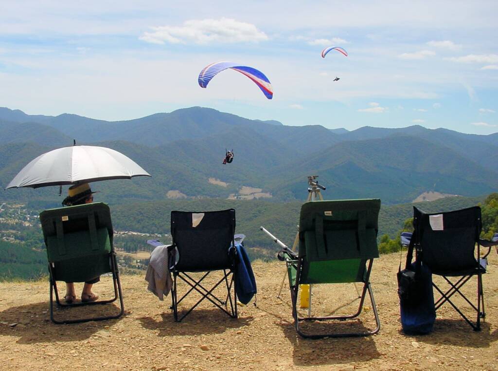 Front row seats watching paragliding from Mystic at Bright, VIC