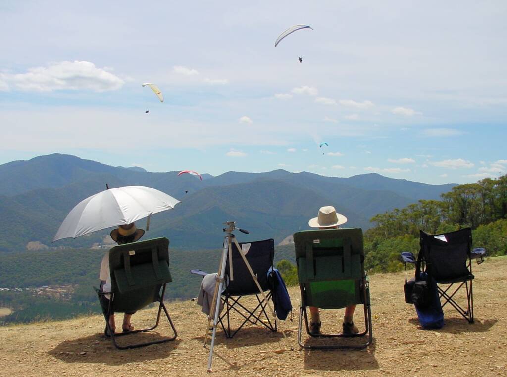 Front row seats watching paragliding from Mystic at Bright, VIC