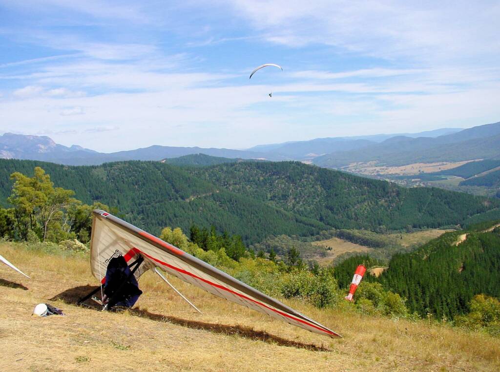 View from Mystic Bowl paragliding and hand-gliding launch area, Bright, VIC
