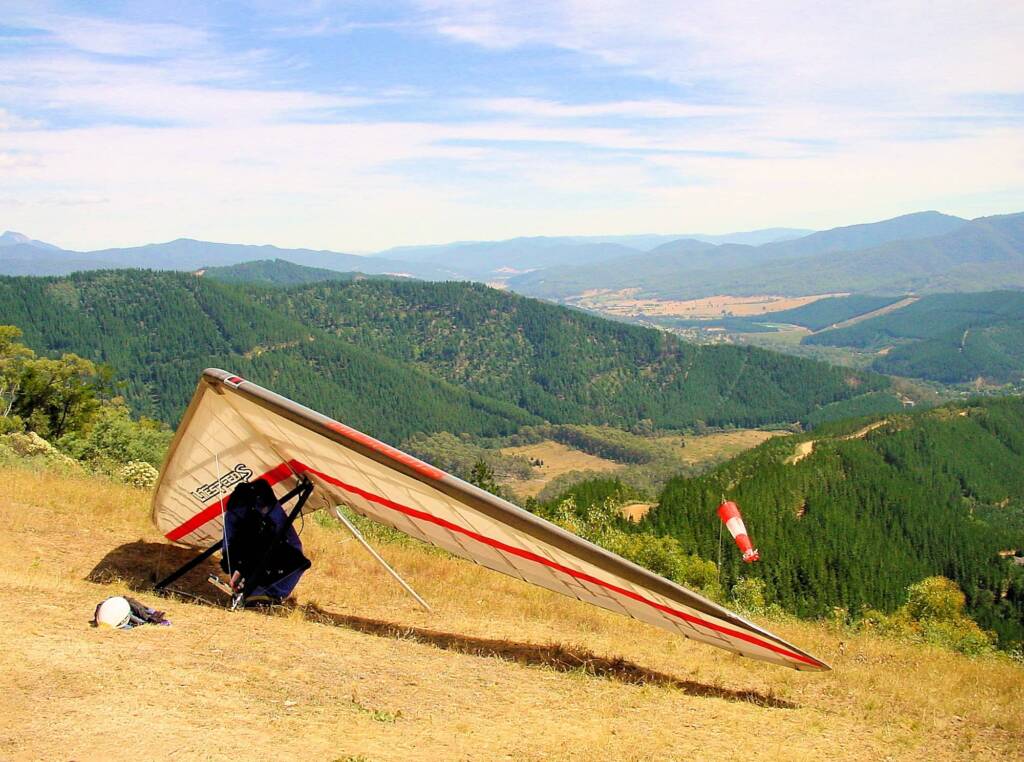 View from Mystic Bowl paragliding and hand-gliding launch area, Bright, VIC