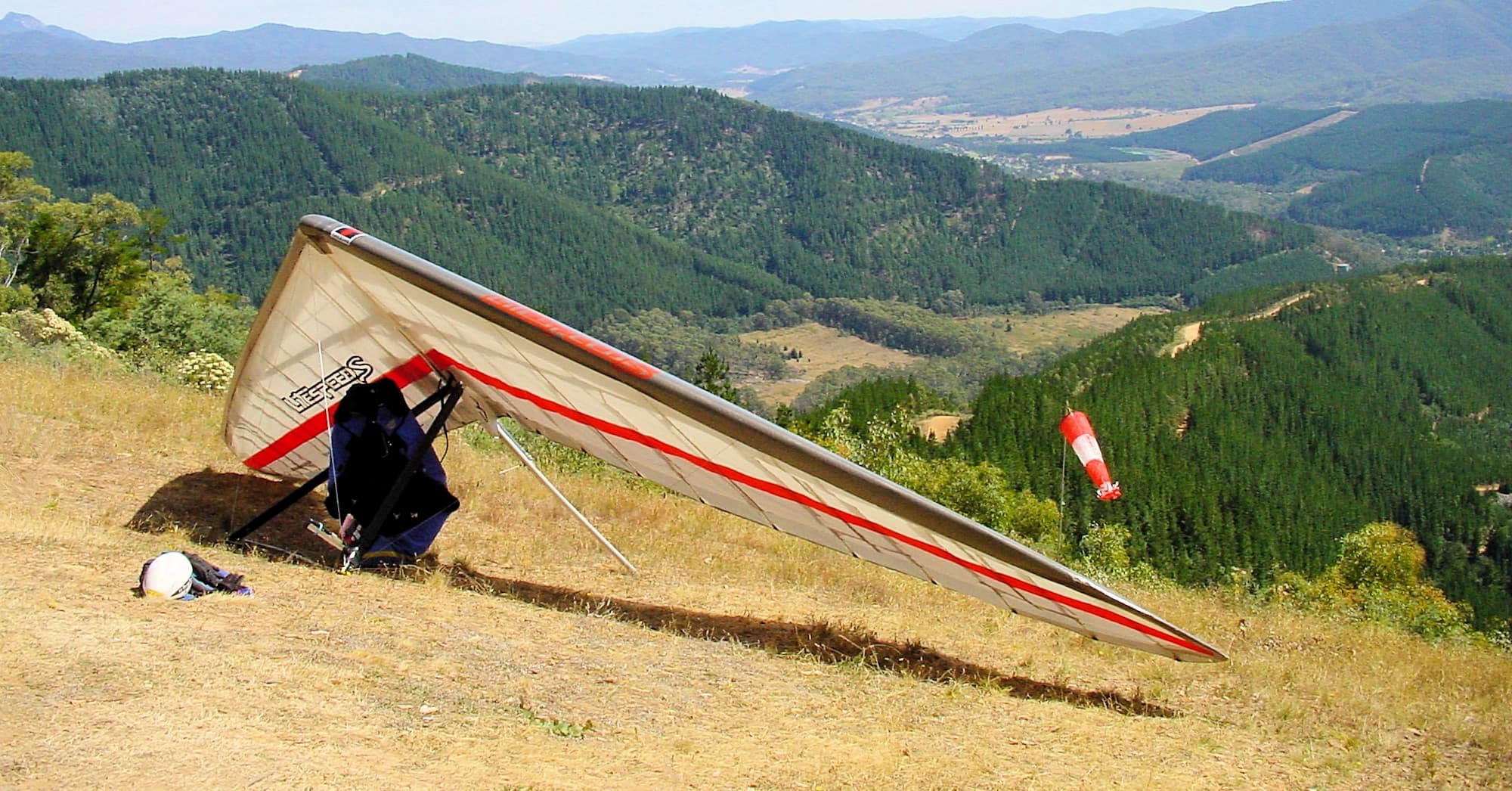 View from Mystic Bowl paragliding and hand-gliding launch area, Bright, VIC