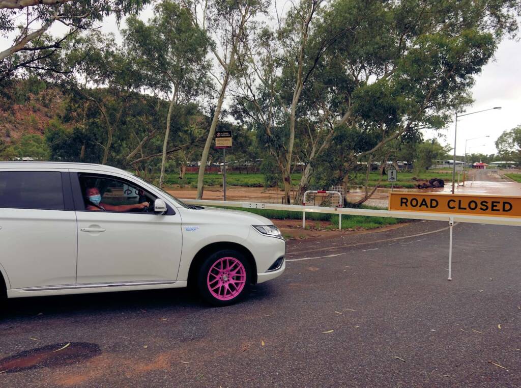 Road Closed at Palm Circuit, Alice Springs, NT