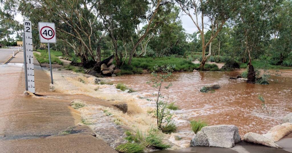 Todd River crossing the Undoolya Main Road Causeway, Alice Springs, NT