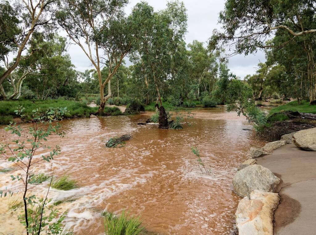 Todd River crossing the Undoolya Main Road Causeway, Alice Springs, NT