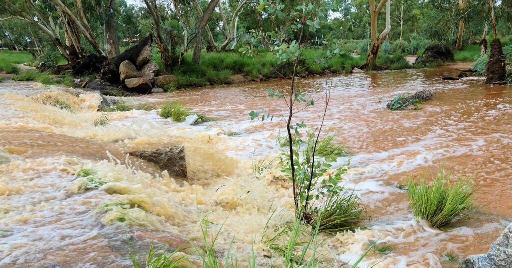 Todd River crossing the Undoolya Main Road Causeway, Alice Springs, NT