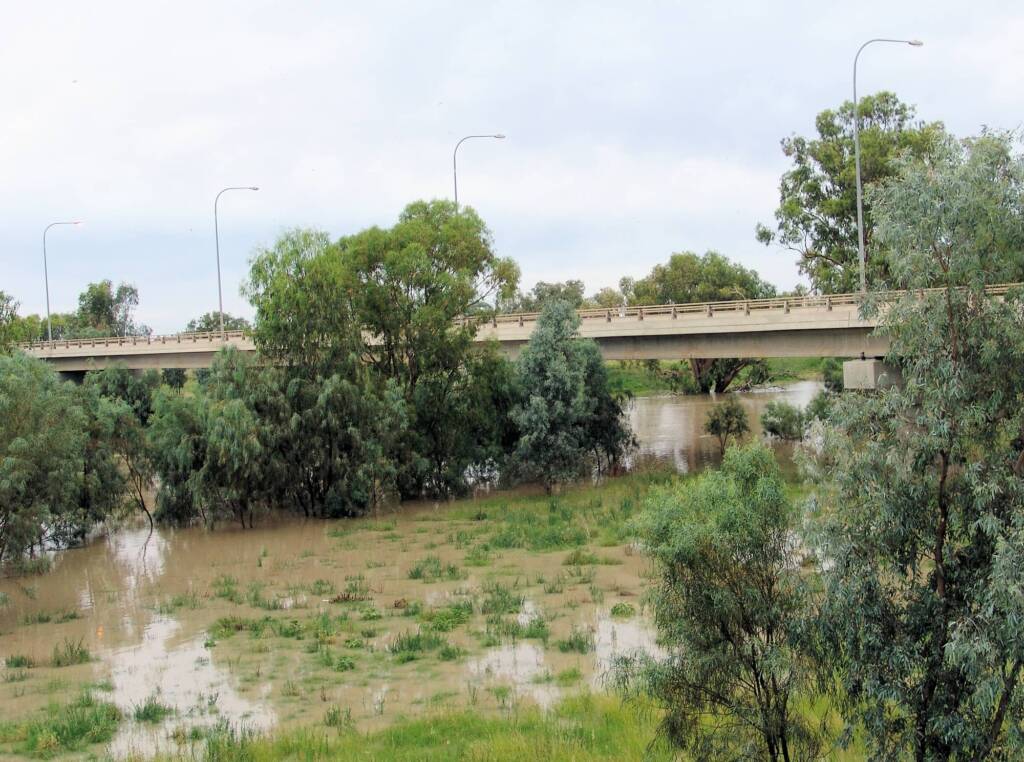 Looking south at the Darling River Gateway Bridge from the North Bourke Bridge.
