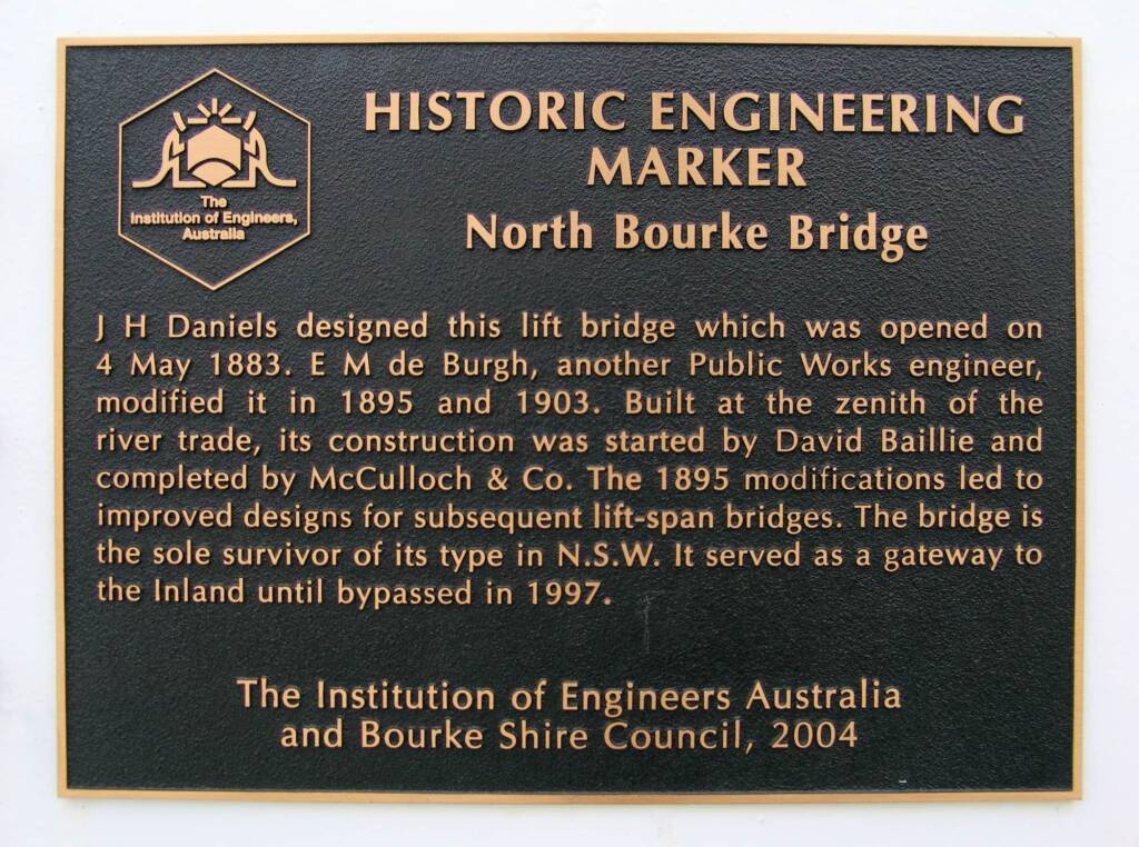 Historic Engineering Marker - North Bourke Bridge