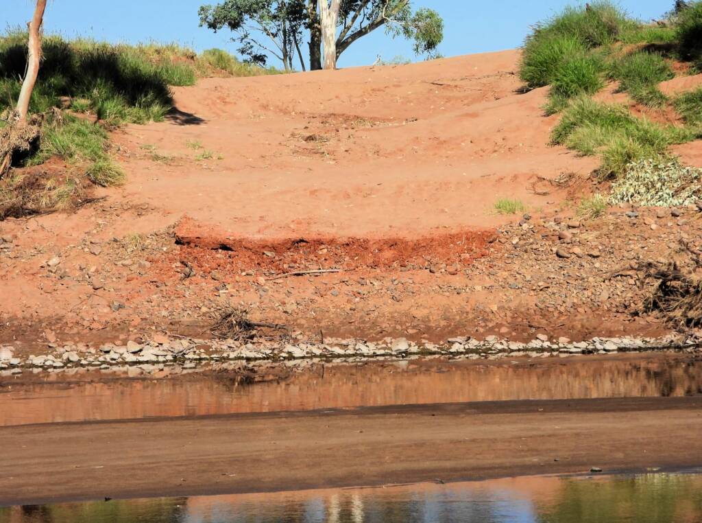 Descent down the embankment to the Redbank Waterhole, Owen Springs Reserve © Dorothy Latimer
