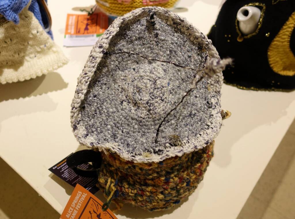 Radio Telescope Reaching For The Stars by Fay Butt - Alice Springs Beanie Festival 2022