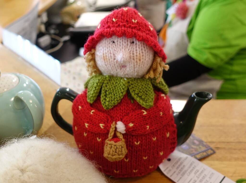 Strawberry Granny by Lyn Paterson - Alice Springs Beanie Festival 2022