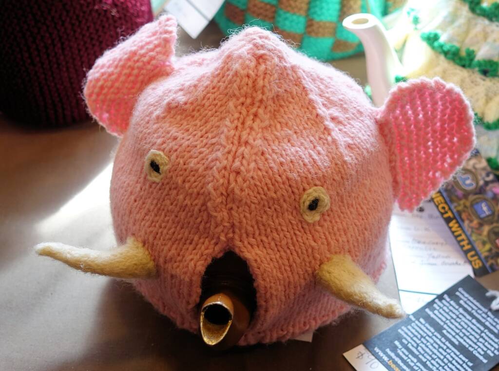Pink Elephant by Tanya Hallingin - Alice Springs Beanie Festival 2022