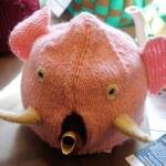 Pink Elephant by Tanya Hallingin - Alice Springs Beanie Festival 2022