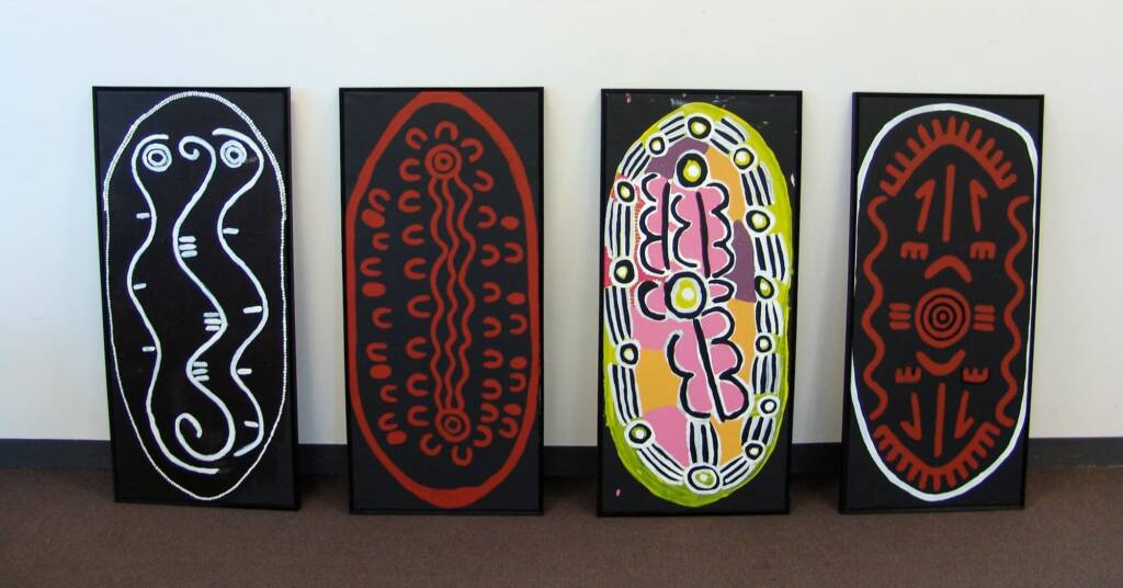 The Gathering Garden Artists: Thomas Jangala Rice, Tina Malbunka, Emma Daniels, Michael Nelson
