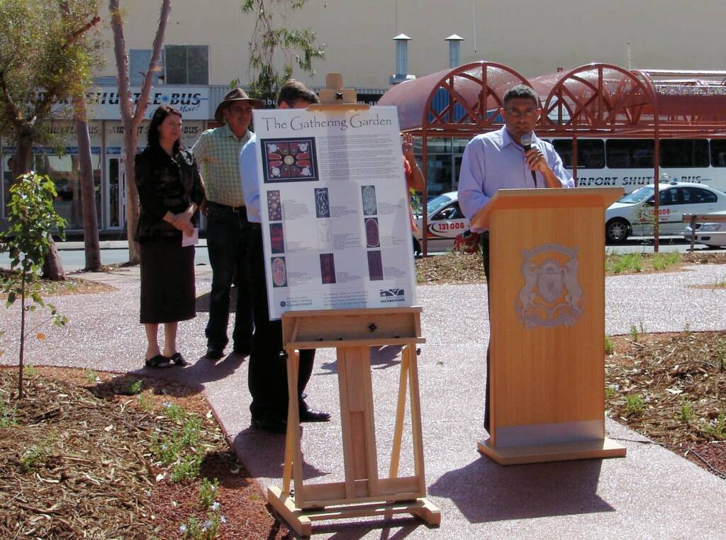 Minister for Central Australia Karl Hampton at the launch of the Gathering Garden
