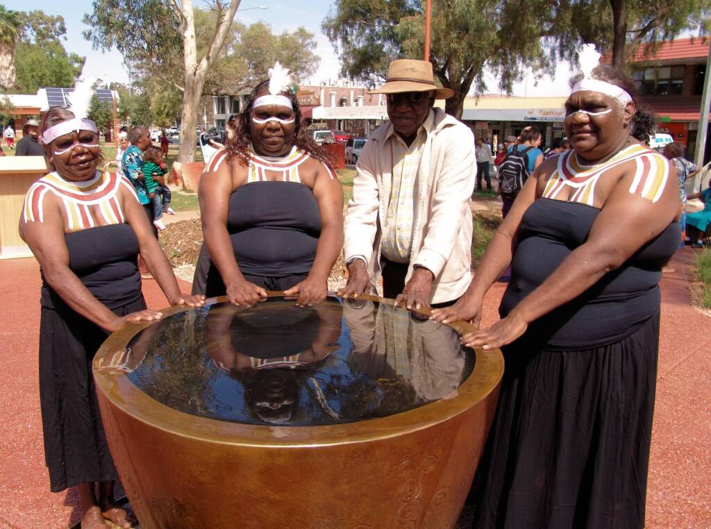Teresa Davis, Marie Ellis, Michael Nelson, Roseanne Ellis standing at the heart of the Gathering Garden.