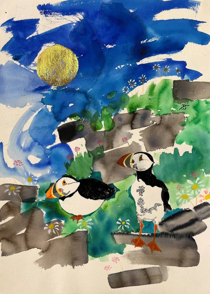 Artist Margaret Worthington - Puffins