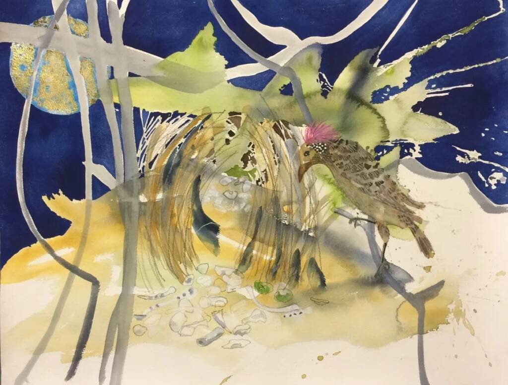 Artist Margaret Worthington - Great Bowerbird (Chlamydera nuchalis)