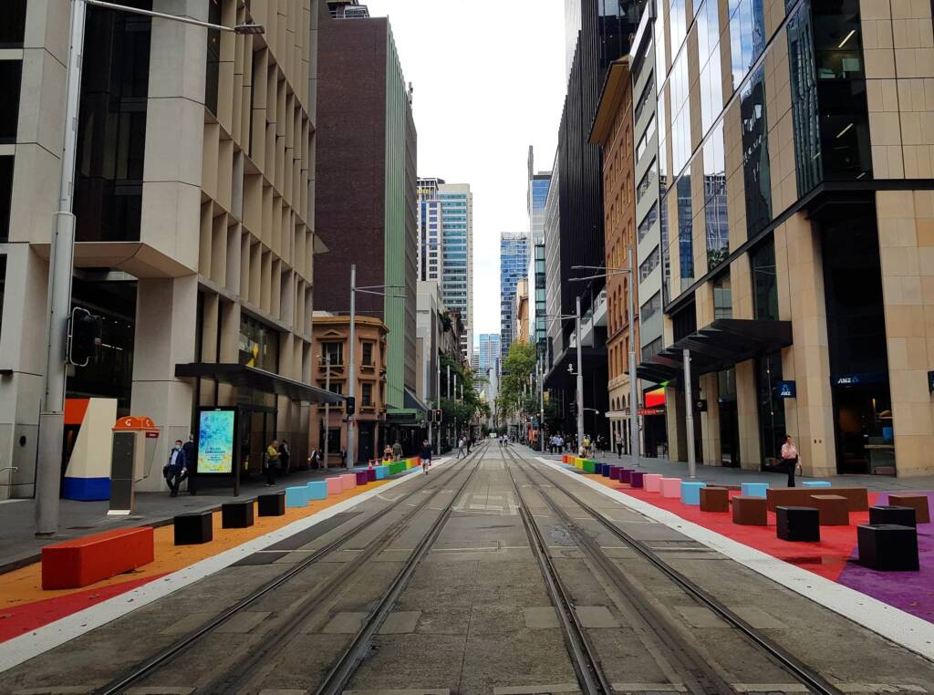 Light rail along George Street through Sydney CBD, Sydney NSW