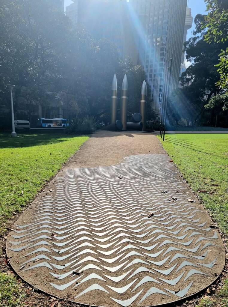 Yininmadyemi Thou didst let fall, artist Tony Albert, ANZAC Memoria, Hyde Park, Sydney NSW