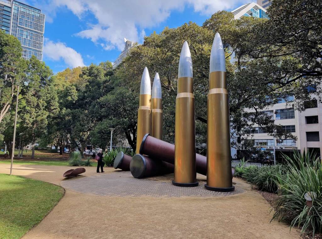 Yininmadyemi Thou didst let fall, artist Tony Albert, ANZAC Memoria, Hyde Park, Sydney NSW