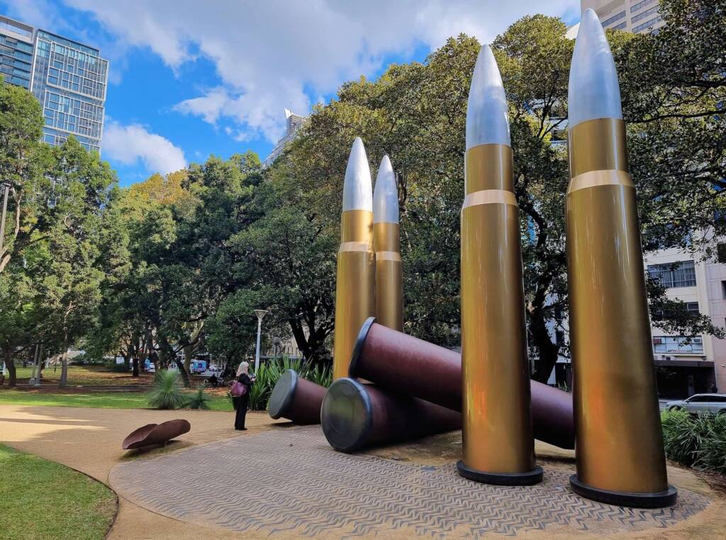 Yininmadyemi Thou didst let fall, artist Tony Albert, ANZAC Memoria, Hyde Park, Sydney NSW