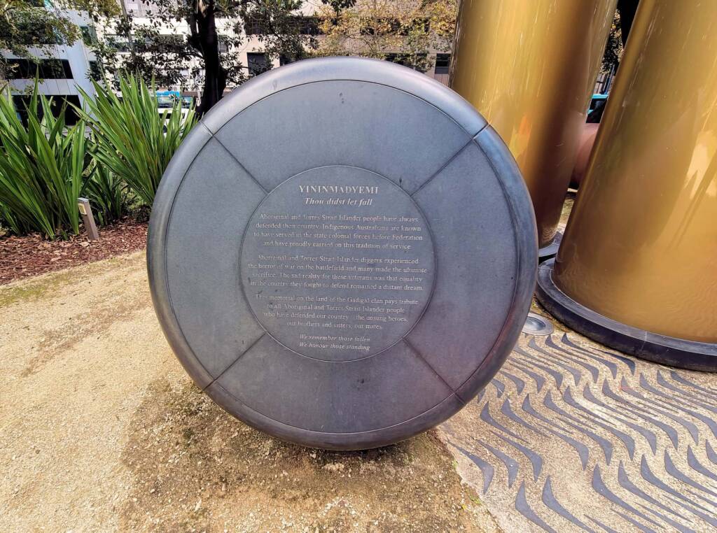 Yininmadyemi Thou didst let fall, artist Tony Albert, ANZAC Memoria, Hyde Park, Sydney NSW