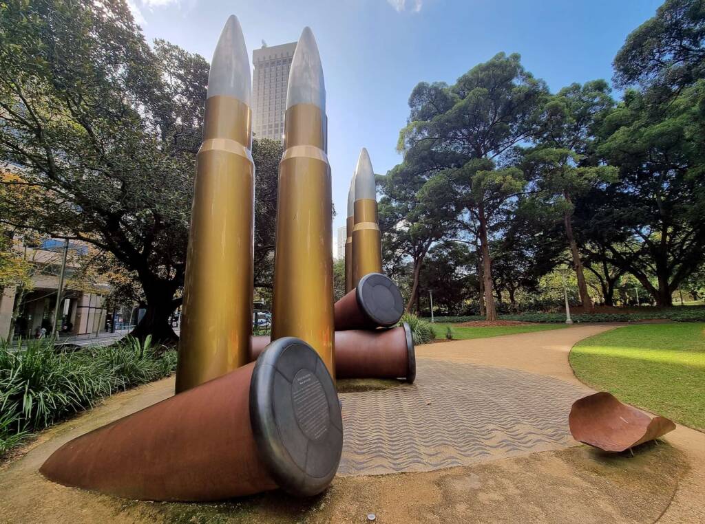 Yininmadyemi Thou didst let fall, artist Tony Albert, ANZAC Memoria, Hyde Park, Sydney NSW