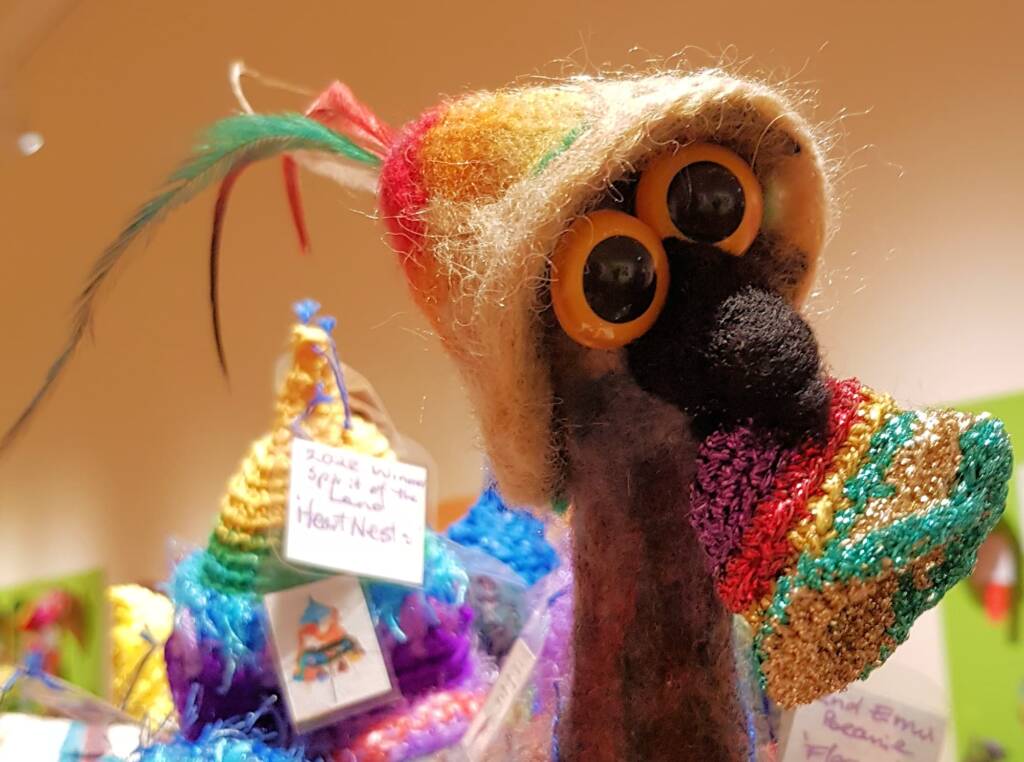 An Emu Stole My Beanie by Meggan Jack, Northern Rivers NSW, Alice Springs Beanie Festival 2023