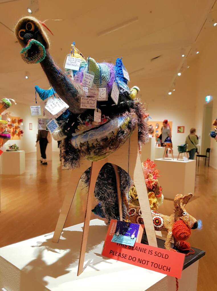 An Emu Stole My Beanie by Meggan Jack, Northern Rivers NSW, Alice Springs Beanie Festival 2023
