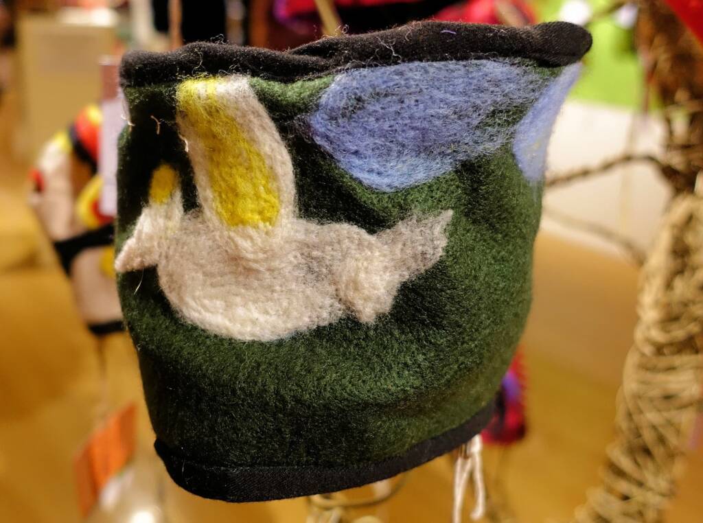 Bird by Marcellino Jack, Titjikala School NT, Alice Springs Beanie Festival 2023