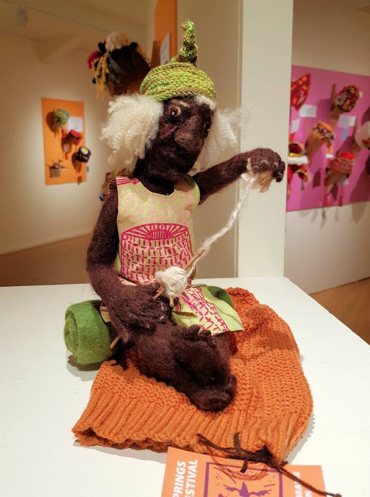 Ernabella spinner travels to beanie festival by Deb Taylor Tompson (Deb TT), Alice Springs Beanie Festival 2023
