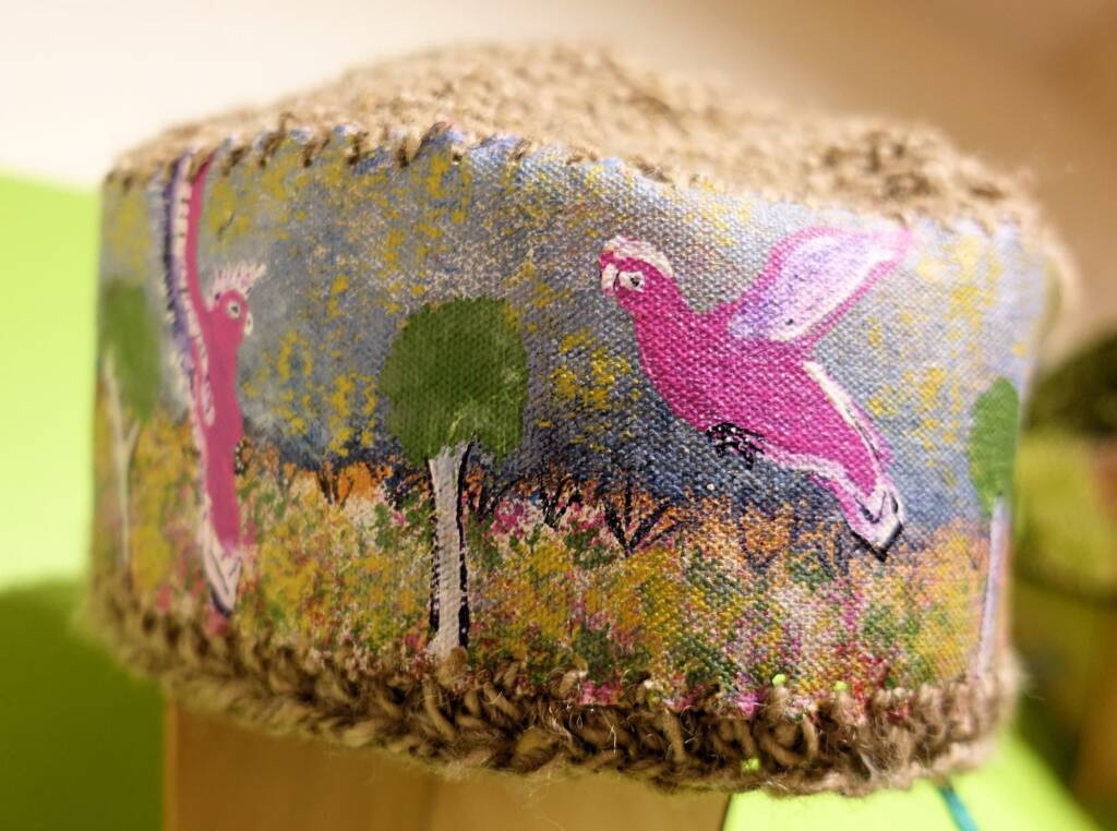 Galahs by Kelvin Ladd, Ampilatwatja NT, Alice Springs Beanie Festival 2023