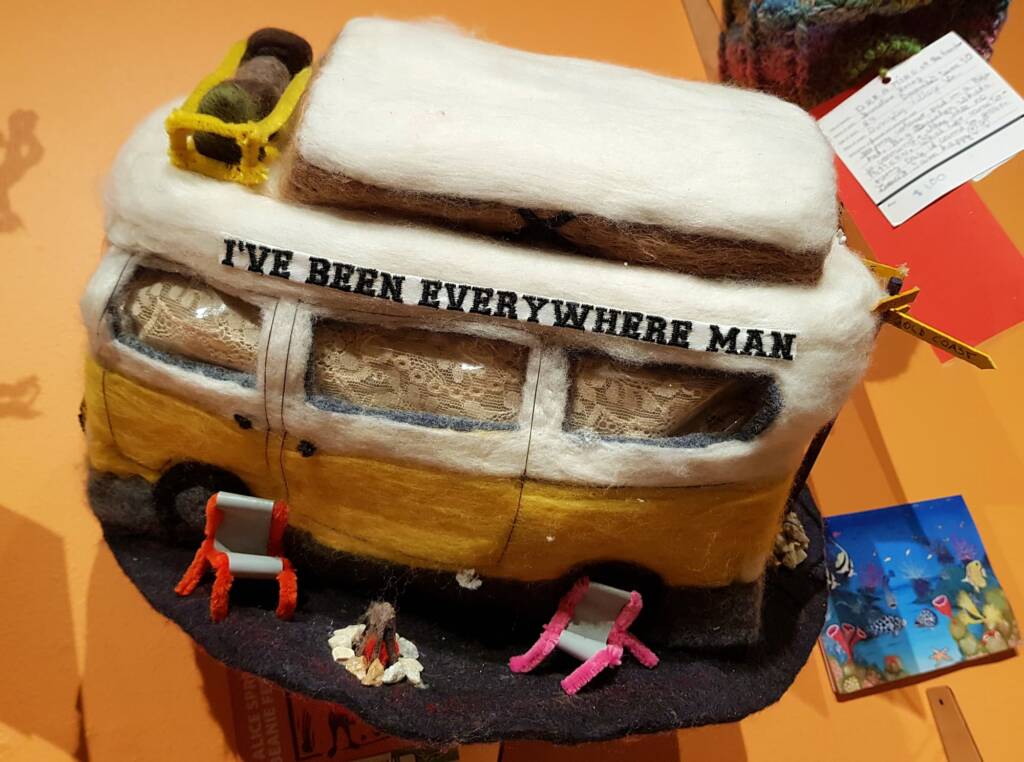 "I'VE BEEN EVERYWHERE MAN", by Ruth Nott, Murwillumbah NSW, Alice Springs Beanie Festival 2023
