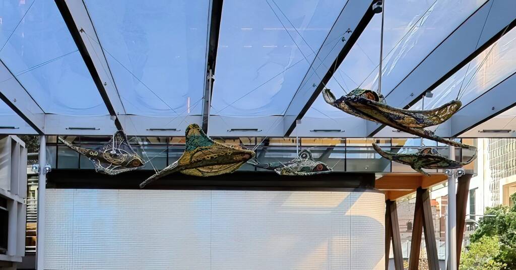 Mermer Waiskeder: Stories of the Moving Tide by the Ghost Net Collective, Exchange Square, Barangaroo, Sydney NSW