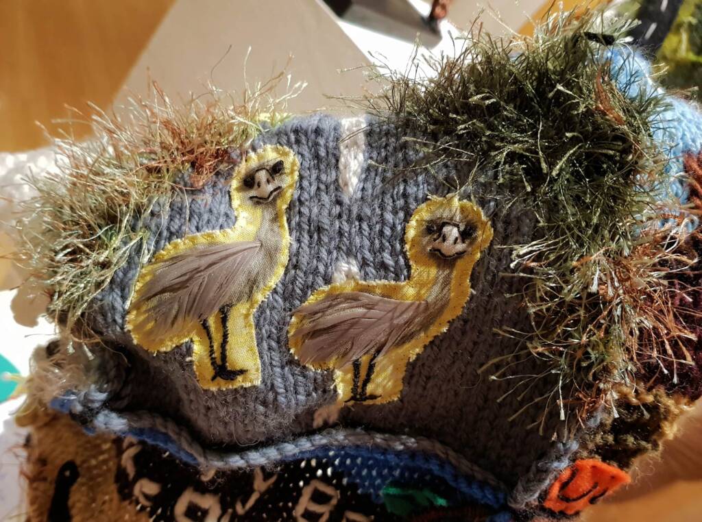 Emus - Rainbow Travels by Allison Pearson, Alice Springs Beanie Festival 2023