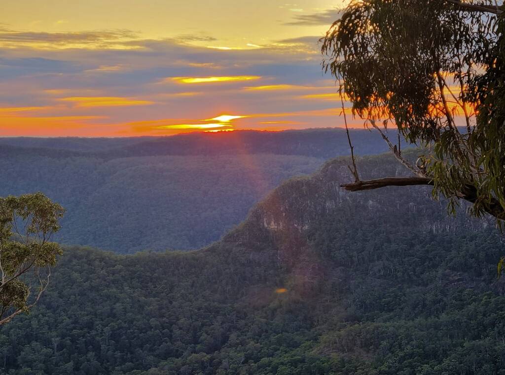 Sunrise view of the Ships Stern at Binna Burra, Lamington National Park, QLD