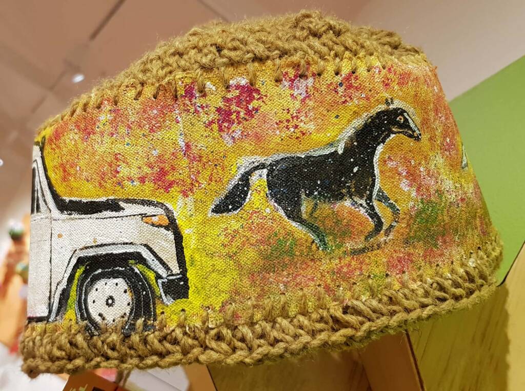 Traveller by Kelvin Ladd, Ampilatwatja NT, Alice Springs Beanie Festival 2023
