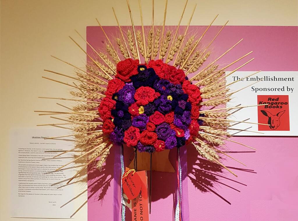Ukranian Flower Crown by Karen Lynch, Nambour QLD, Alice Springs Beanie Festival 2023