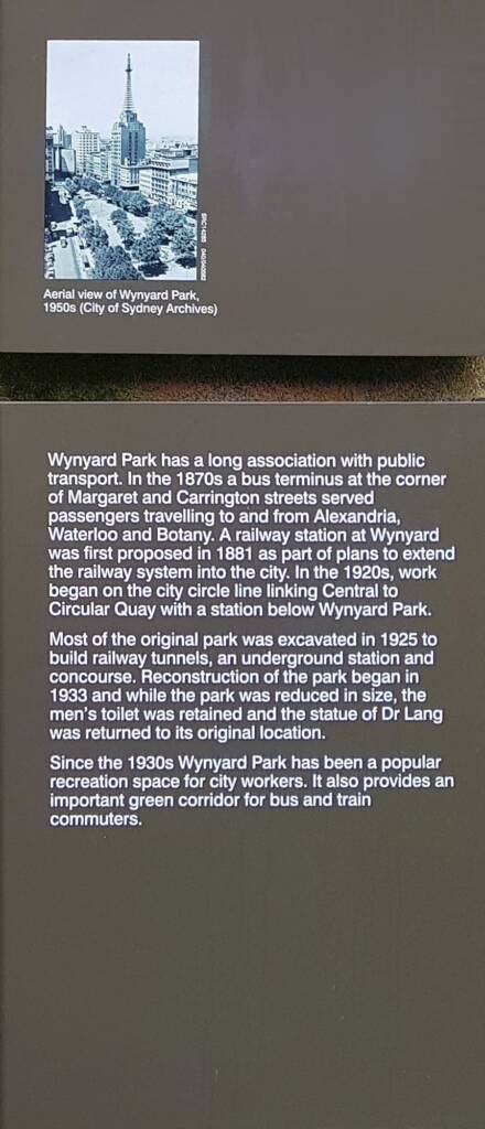 Signage at Wynyard Park, Sydney NSW