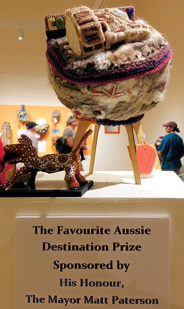 Coober Pedy Space Ship by Caroliner Springate, Ipswich QLD, Alice Springs Beanie Festival 2023