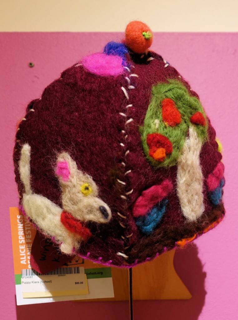 Puppy by Kiara Ladd, Ampilatwatja NT, Alice Springs Beanie Festival 2023