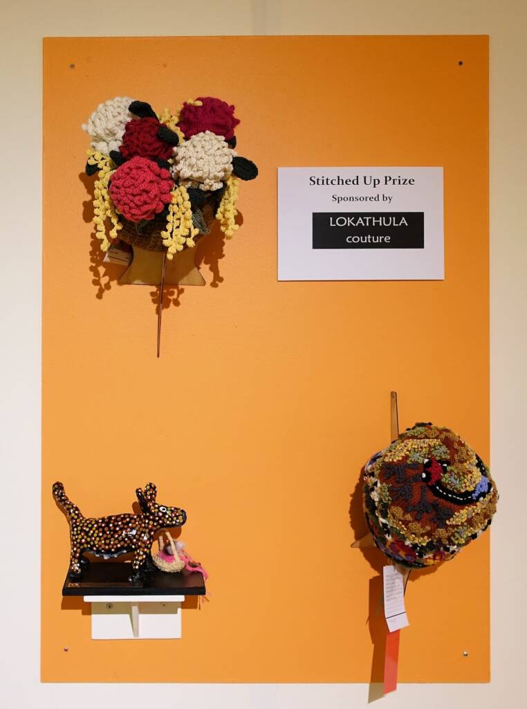 Waratah and Wattle by Naomi To (Adelaide SA) and City to Outback by Tiffany Lauricella (Bega Valley NSW), Stitched Up Prize, Alice Springs Beanie Festival 2023