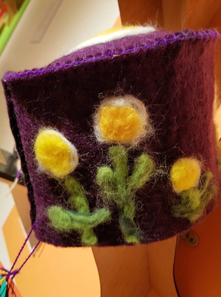 Tjulkuru Flowers by Sandra Summerfield, Tapatjatjaka Art Centre, Titjikala NT, Alice Springs Beanie Festival 2023