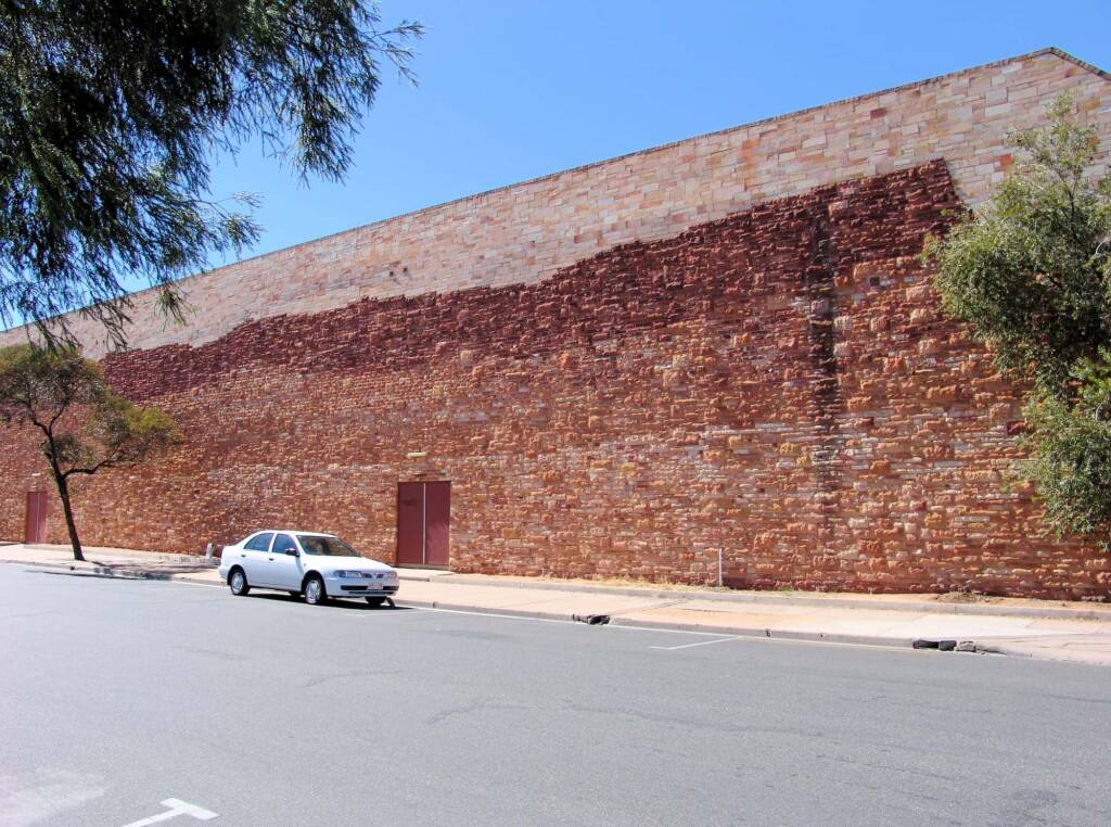 1984 Sandstone Mural (Kmart Mural) by John Newman (stonemason), Alice Springs NT