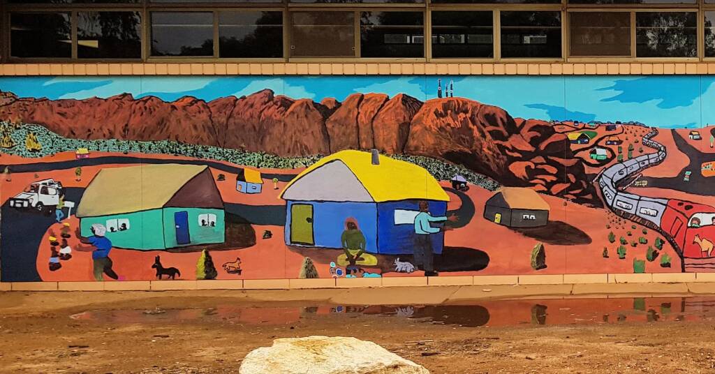‘All them Tourists goin' to look at Countryside’ by Billy Tjampijinpa Kenda, Alice Springs Public Library NT