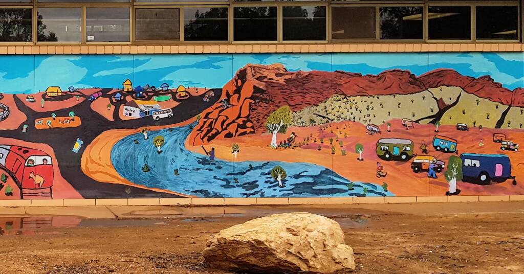 ‘All them Tourists goin' to look at Countryside’ by Billy Tjampijinpa Kenda, Alice Springs Public Library NT