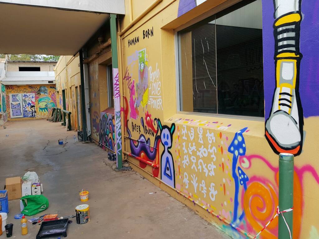 Human born (artist unknown), Alice Springs Street Art 2018
