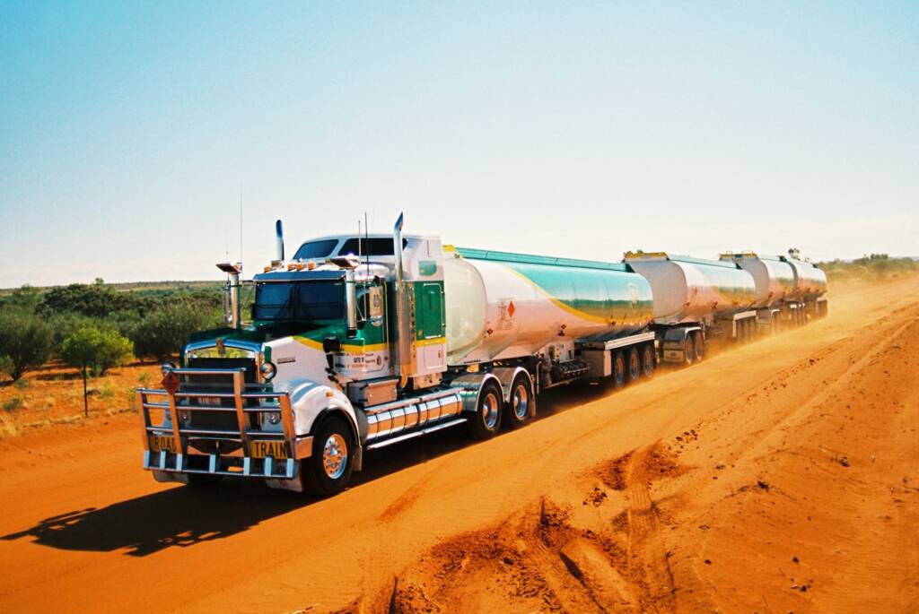 BP Road Train (along outback red soil), Central Australia © Hans Boessum