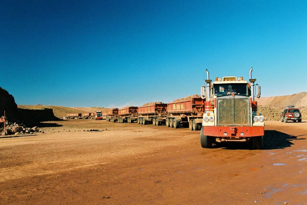 Bulkhaul Road Train at the granite mines © Hans Boessum