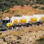 Shell Petrol Tanker Road Train leaving Alice Springs, Central Australia © Hans Boessum